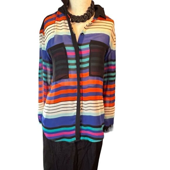 Striped blouse by Bisou Bisou LARGE - Picture 1 of 3